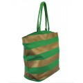 9205- GREEN & GOLD STRIPES CANVAS TOTE BAG